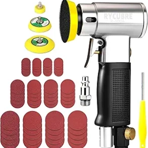 Ponceuse Orbitale Pneumatique 3 en 1 - 60 Disques Abrasifs Inclus