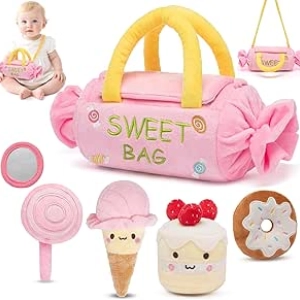 Jouet Sensoriel Bébé 6-12 Mois - Sac Bonbons Montessori avec 5 Jouets