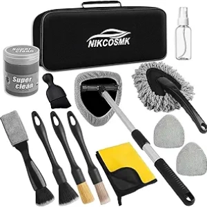 Kit Nettoyage Voiture 14 Pièces - Outil Pare-Brise Extensible & Gel Nettoyant