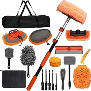Kit Complet Lavage Voiture 21 Pièces - Perche Télescopique 5m + Accessoires