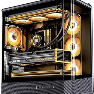 Boîtier PC JONSBO D400 Black ATX - Verre Teinté Incurvé - 10 Positions Ventilateurs