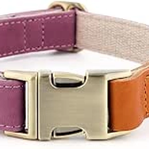 Collier pour Chien Cuir Véritable & Chanvre - Ajustable Purple L