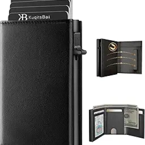 Portefeuille Homme Compact avec Porte-Cartes Pop-Up et Protection RFID