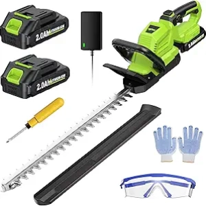 Taille-haie sans fil 20" - Moteur 3000RPM + 2 batteries 2.0Ah rechargeables