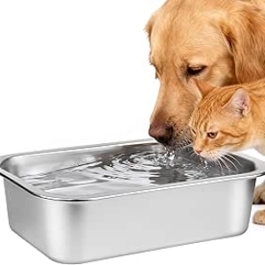 Gamelle Chien Inox 3.2L - Bol Eau & Nourriture Anti-Renversement