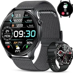 Montre Connectée Homme Femme - Appels, SpO2, 120 Sports + Écran AMOLED
