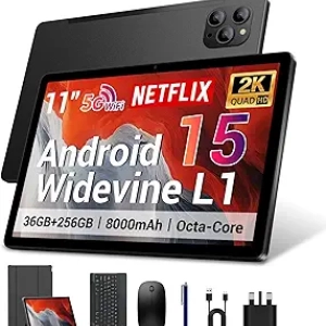 Tablette 11 Pouces Android 15 avec Clavier - 2K, 36GB RAM, 5G WiFi