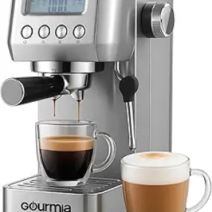 Machine à Espresso Gourmia Slim 20 Bar - Cafetière avec Mousseur à Lait