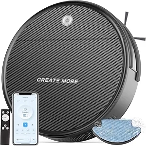 Robot Aspirateur et Laveur Ultra-Fin 4000Pa avec Navigation Gyro et Contrôle Vocal