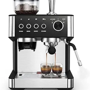 Machine à Espresso 20 Bar avec Broyeur Intégré - Cappuccino Automatique