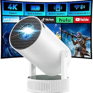 Mini Projecteur 4K Portable WiFi - Batterie 3h, Android 11 & Bluetooth
