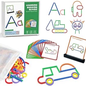 Jeu de Construction STEM 176 Pièces - Blocs Montessori pour Enfants 5+