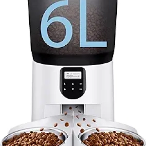 Distributeur Automatique de Croquettes pour 2 Chats - 6L avec Enregistrement Vocal